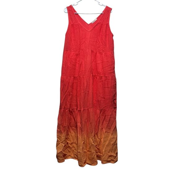 Marine Layer Corinne Double Cloth Maxi Dress Womens Large Orange Gauze Vacation - Picture 4 of 14